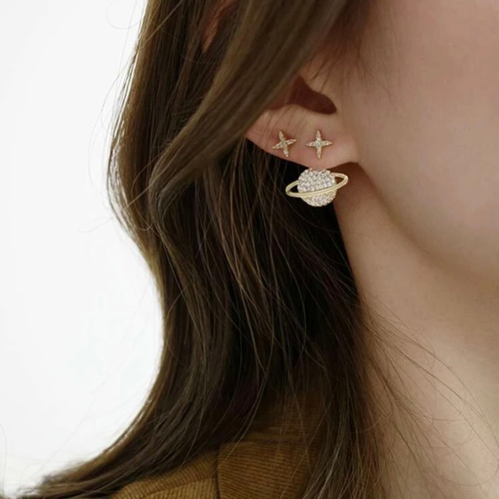 925 Sterling Silver Star & Planet Earrings